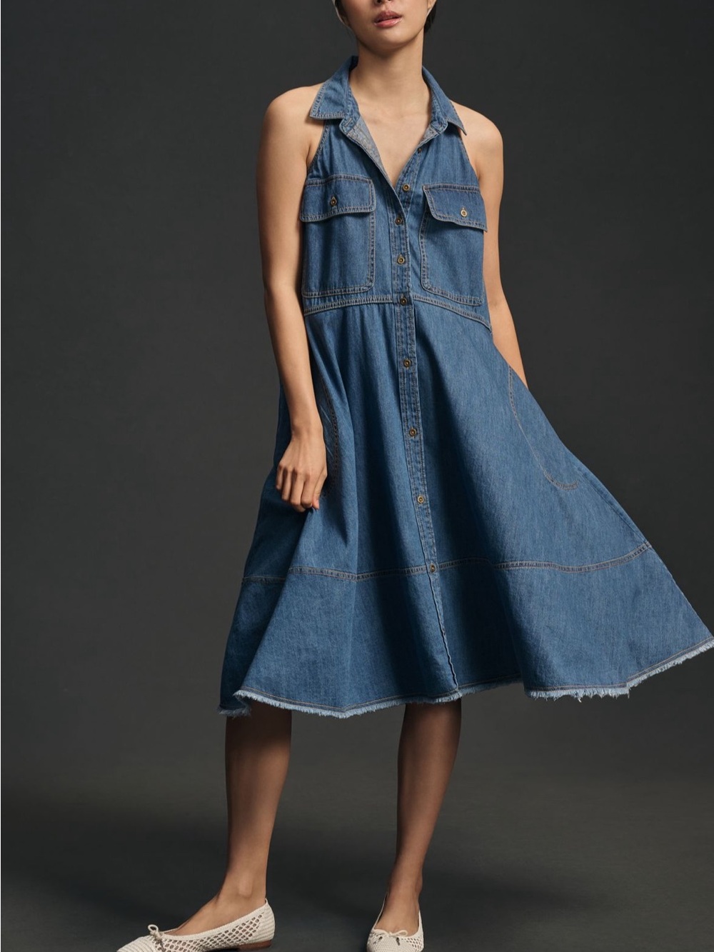 Pilcro Sleeveless Halter Swing Midi Dress/medium - Picture 7 of 7